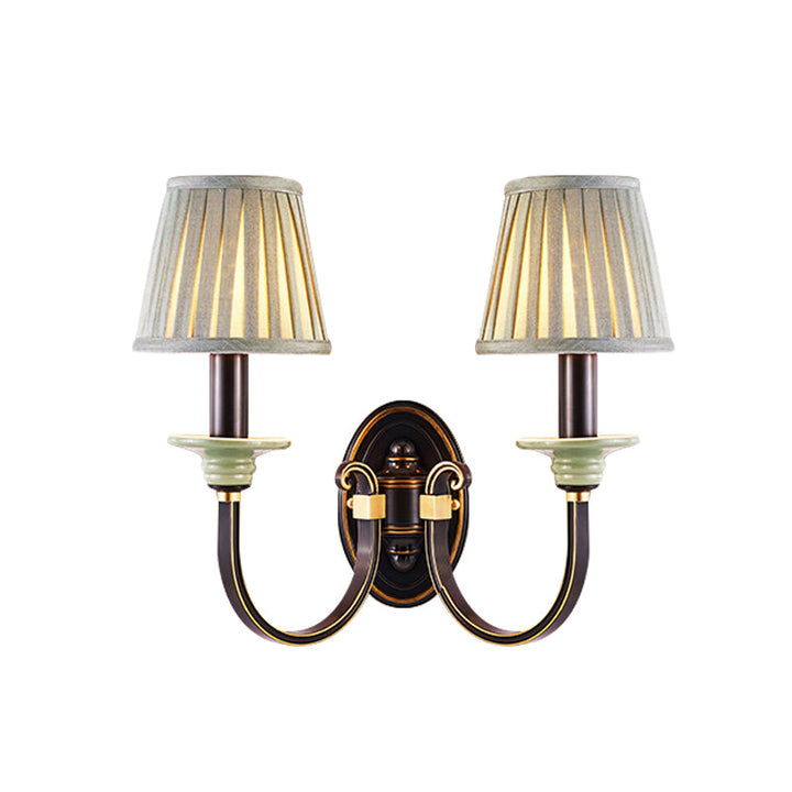Skørter | Black pleated lampshade wall light country fabric 1/2-light bedroom wall light with twisted arm