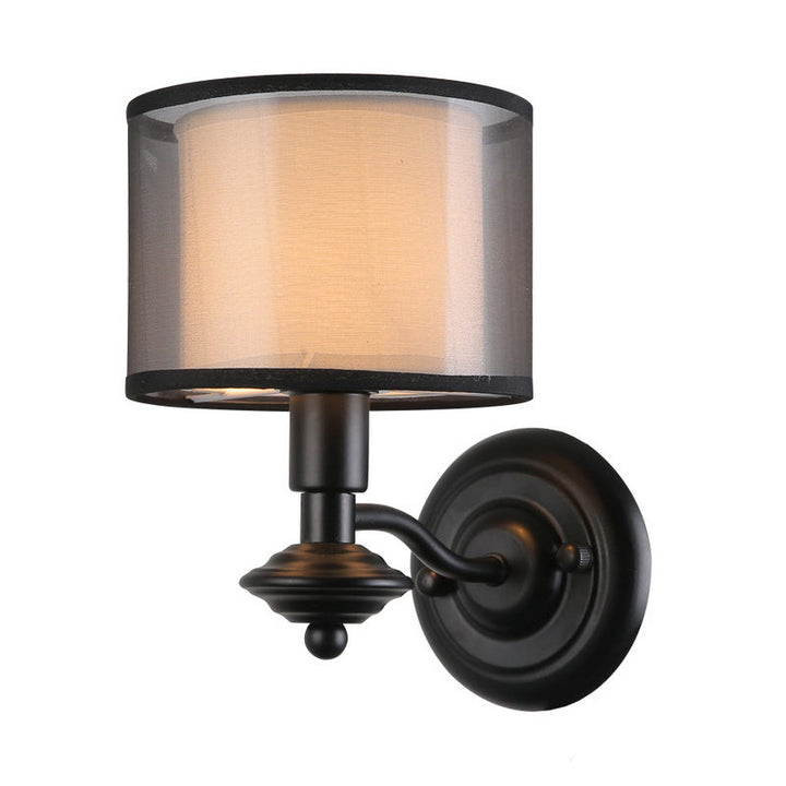 Skørter | 1 Bulb Fabric Wall Lighting Ideas Retro Black Double Drum Shade Hallway Wall Light Fixture