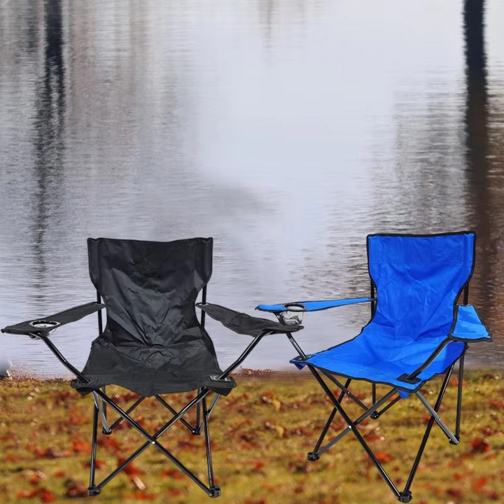 Lisslune | Portable Folding Camping Chair with Armrest, Backrest & Cup Holder