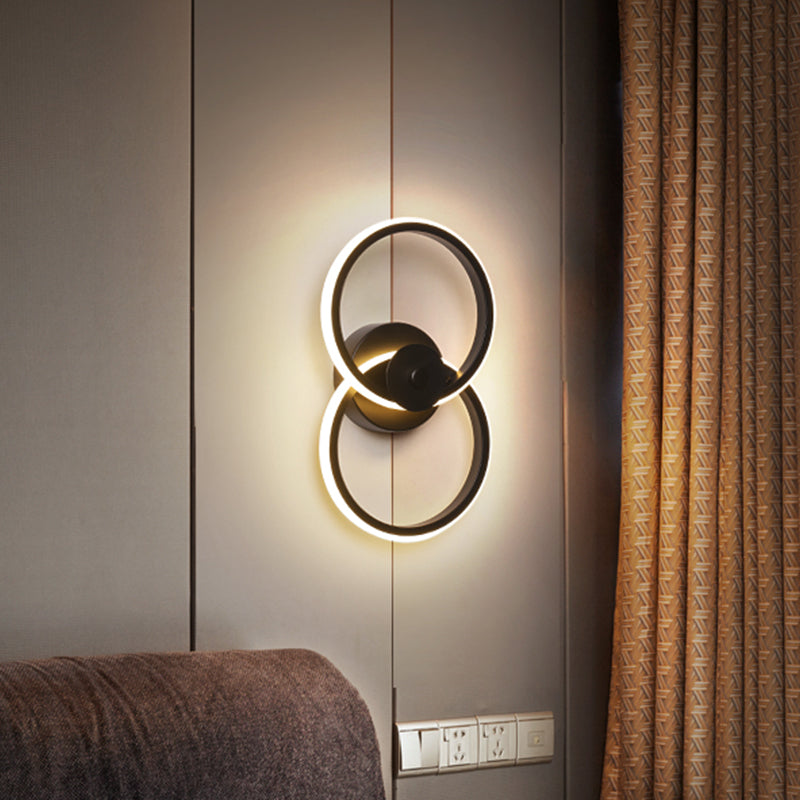 Lisslune | Ring Flush Mount Wall Lamp Minimalistic Acrylic Black/White LED Wall Lighting Ideas in Warm/White Light