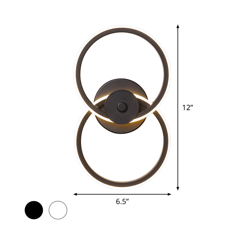 Lisslune | Ring Flush Mount Wall Lamp Minimalistic Acrylic Black/White LED Wall Lighting Ideas in Warm/White Light