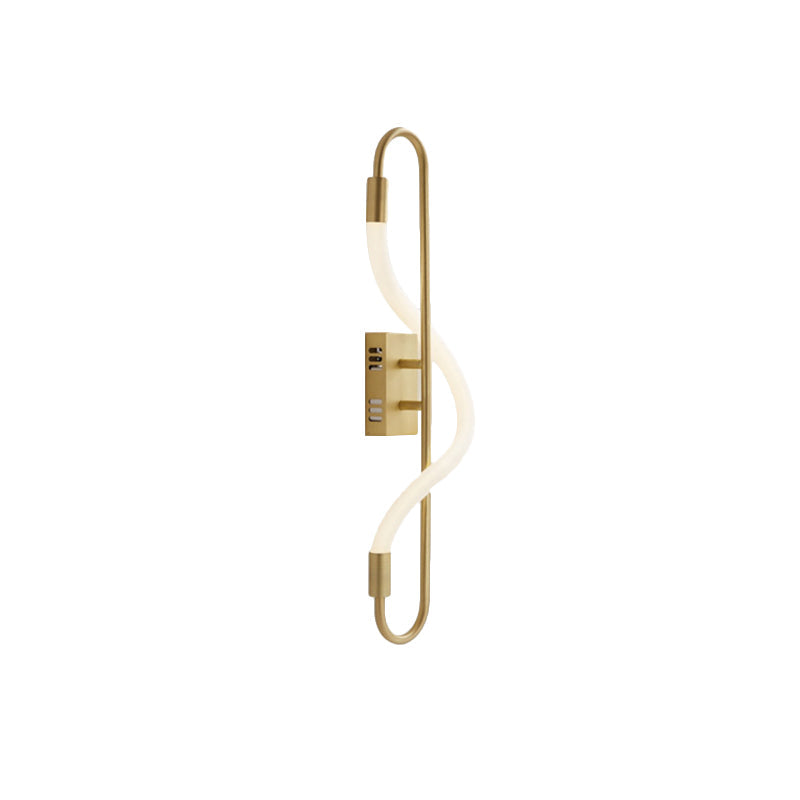 Lisslune | Simple LED wall lighting ideas Gold finish rectangular wall light with tube acrylic diffuser