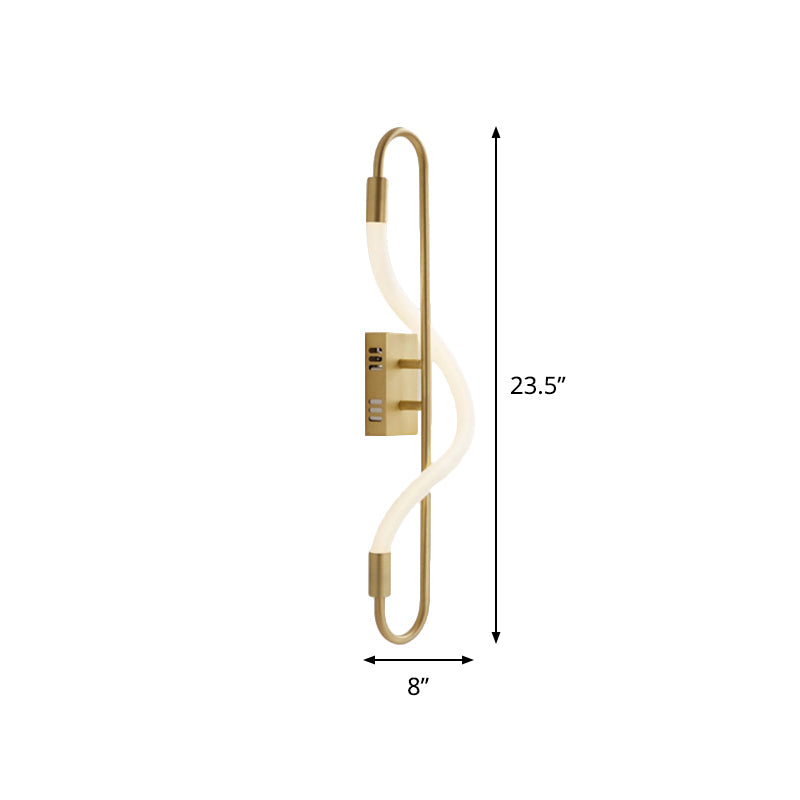 Lisslune | Simple LED wall lighting ideas Gold finish rectangular wall light with tube acrylic diffuser