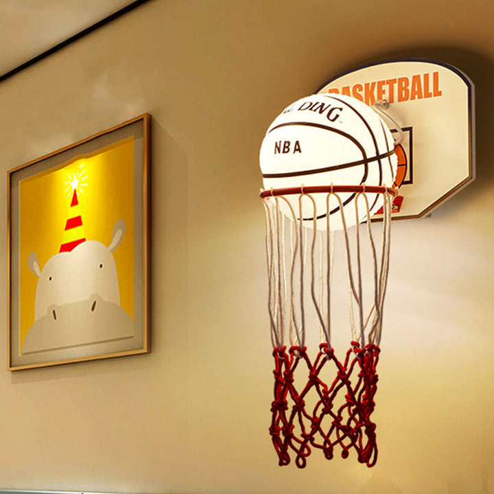 Skørter | White and red basketball wall lamp cartoon 1 light cream glass wall lamp fixture