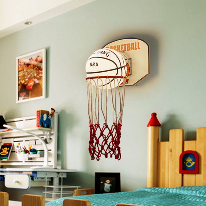 Skørter | White and red basketball wall lamp cartoon 1 light cream glass wall lamp fixture