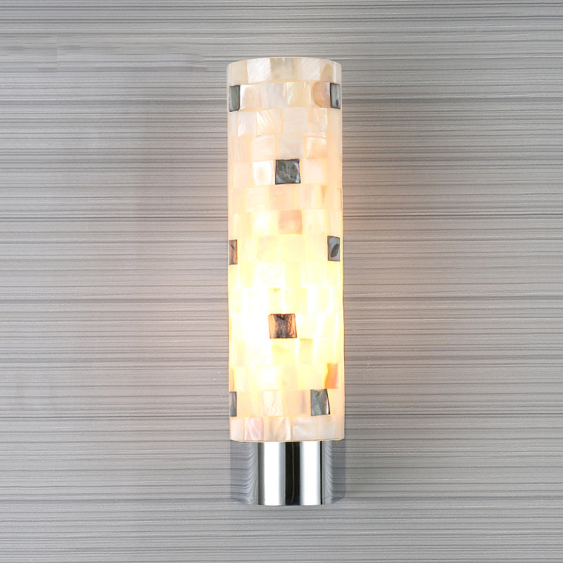 Lisslune | Puzzled Work Column Wall Lamp Modern Shell 1 Head Bathroom Spotlight Lighting in Chrome