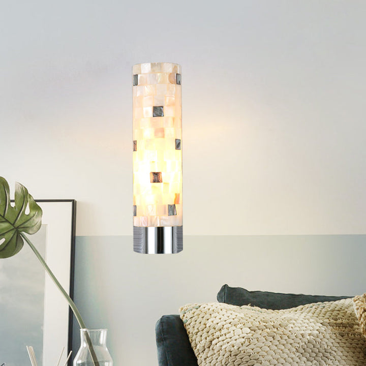 Lisslune | Puzzled Work Column Wall Lamp Modern Shell 1 Head Bathroom Spotlight Lighting in Chrome