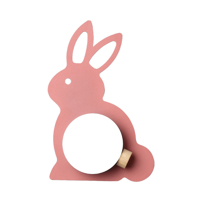 Skørter | Rabbit Flush Mount Wall Lamp Cartoon Iron 1 Lamp Pink/Blue Wall Mount Light with Ball Lampshade