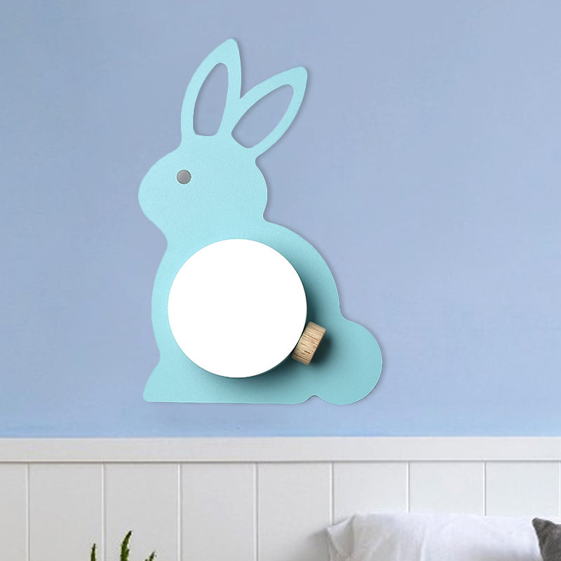 Skørter | Rabbit Flush Mount Wall Lamp Cartoon Iron 1 Lamp Pink/Blue Wall Mount Light with Ball Lampshade