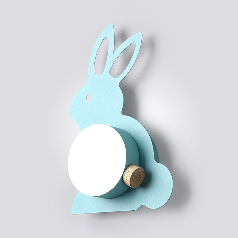 Skørter | Rabbit Flush Mount Wall Lamp Cartoon Iron 1 Lamp Pink/Blue Wall Mount Light with Ball Lampshade