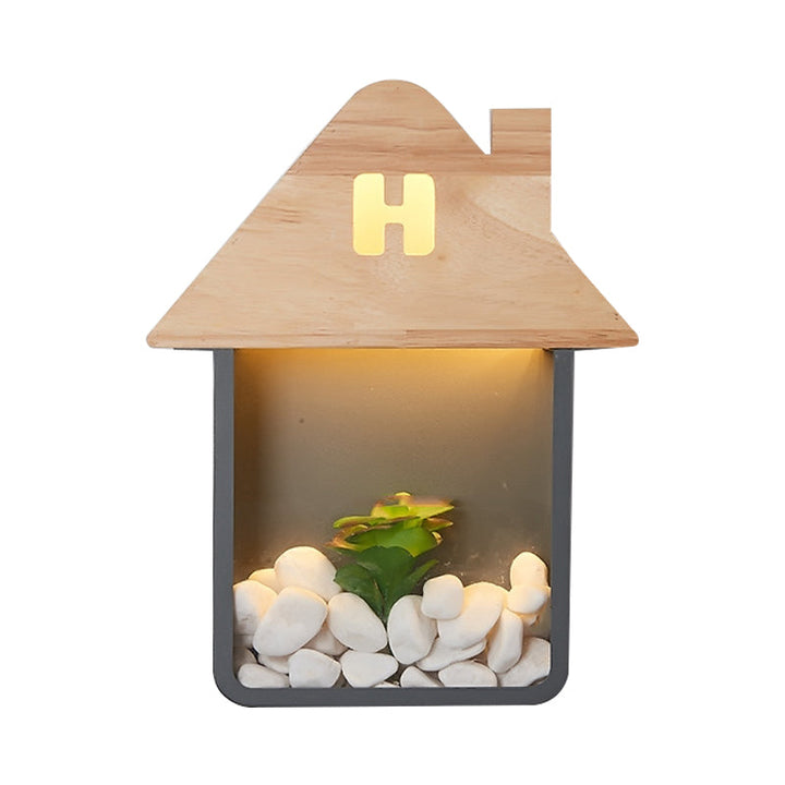 Skørter | Cabin Bedside Flush Mount Nordic Wooden LED Wall Lamp with Shelf in Gray/White/Green