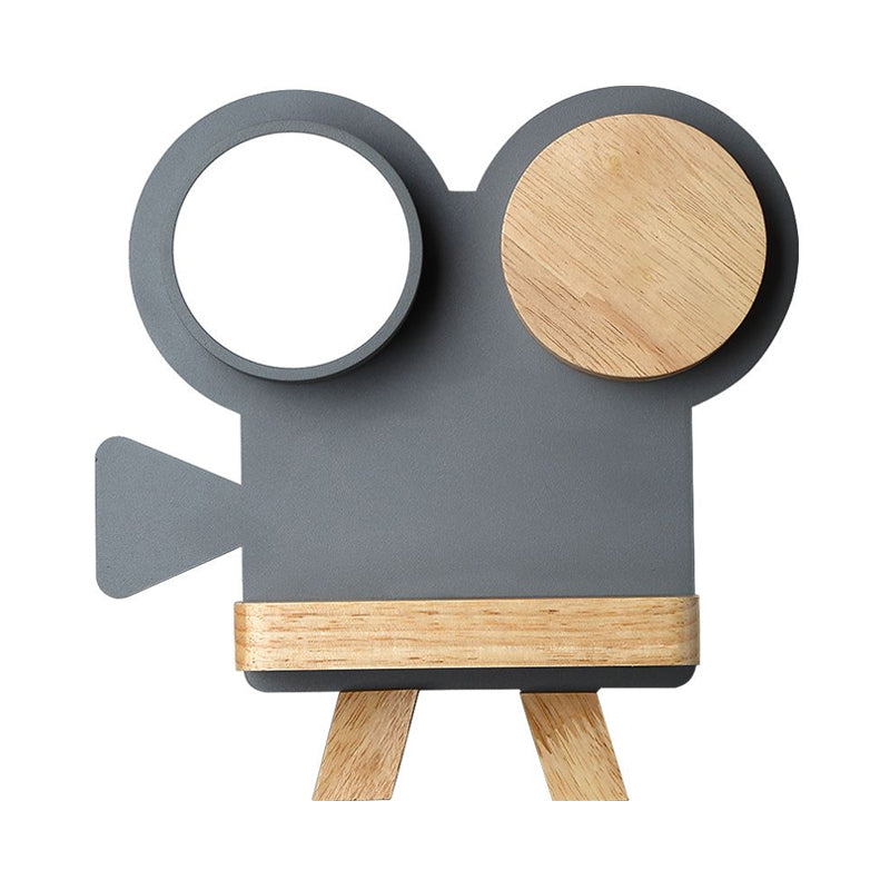 Skørter | Shooting camera wall lamp Nordic iron gray/white wood LED flush wall sconce with shelf function