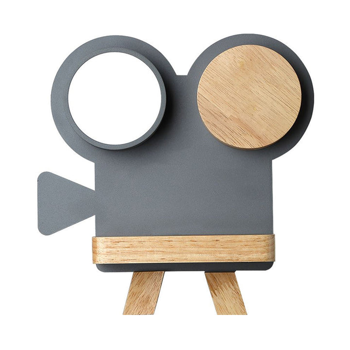 Skørter | Shooting camera wall lamp Nordic iron gray/white wood LED flush wall sconce with shelf function