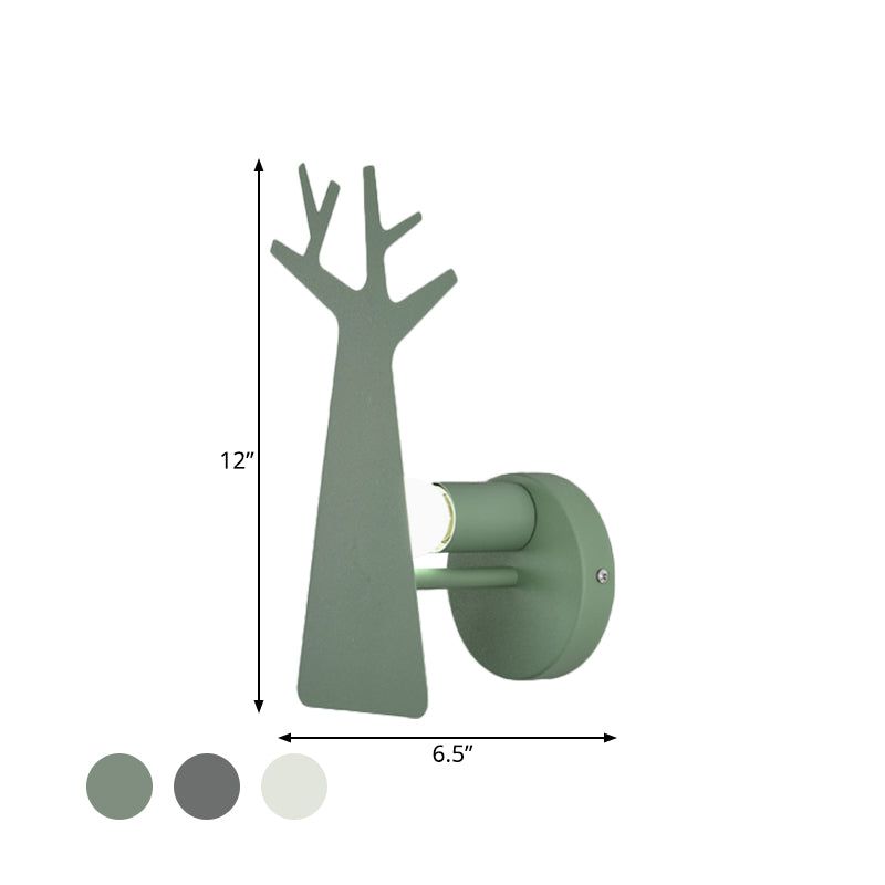 Skørter | Nordic Tree Silhouette Iron Wall Lamp 1 Main as Lighting Fixture in Green/White/Grey for Bedroom