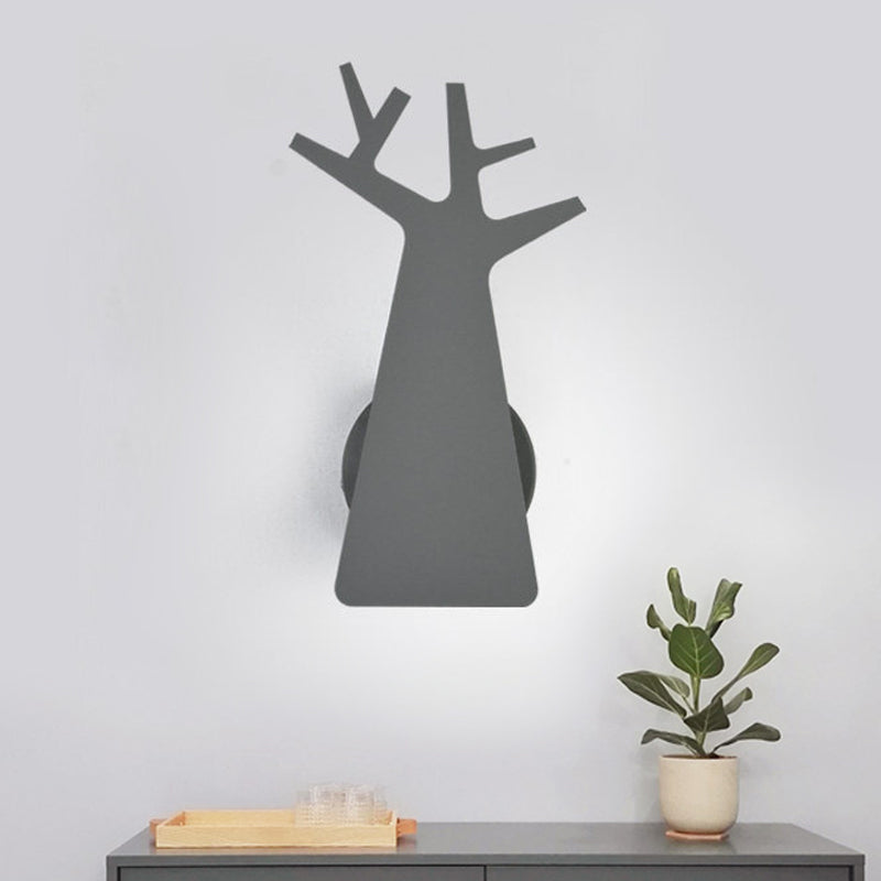 Skørter | Nordic Tree Silhouette Iron Wall Lamp 1 Main as Lighting Fixture in Green/White/Grey for Bedroom