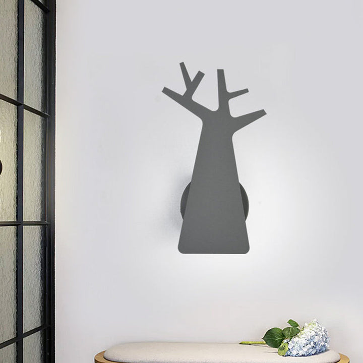 Skørter | Nordic Tree Silhouette Iron Wall Lamp 1 Main as Lighting Fixture in Green/White/Grey for Bedroom