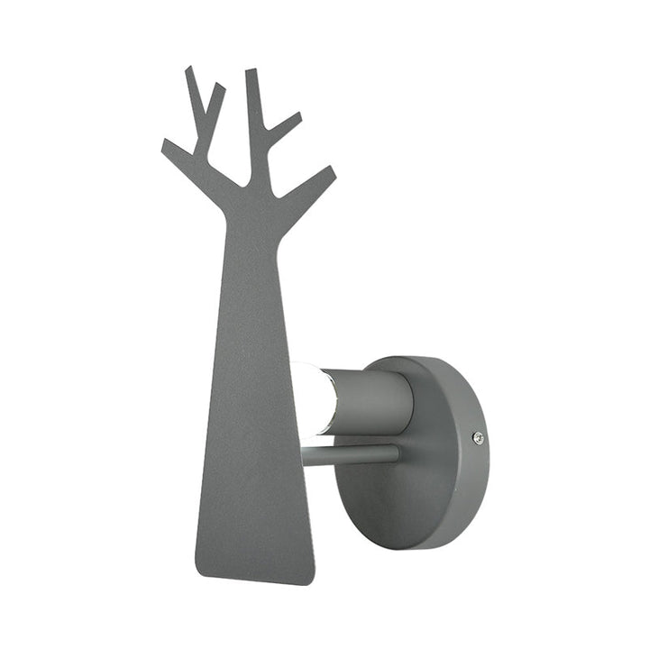 Skørter | Nordic Tree Silhouette Iron Wall Lamp 1 Main as Lighting Fixture in Green/White/Grey for Bedroom