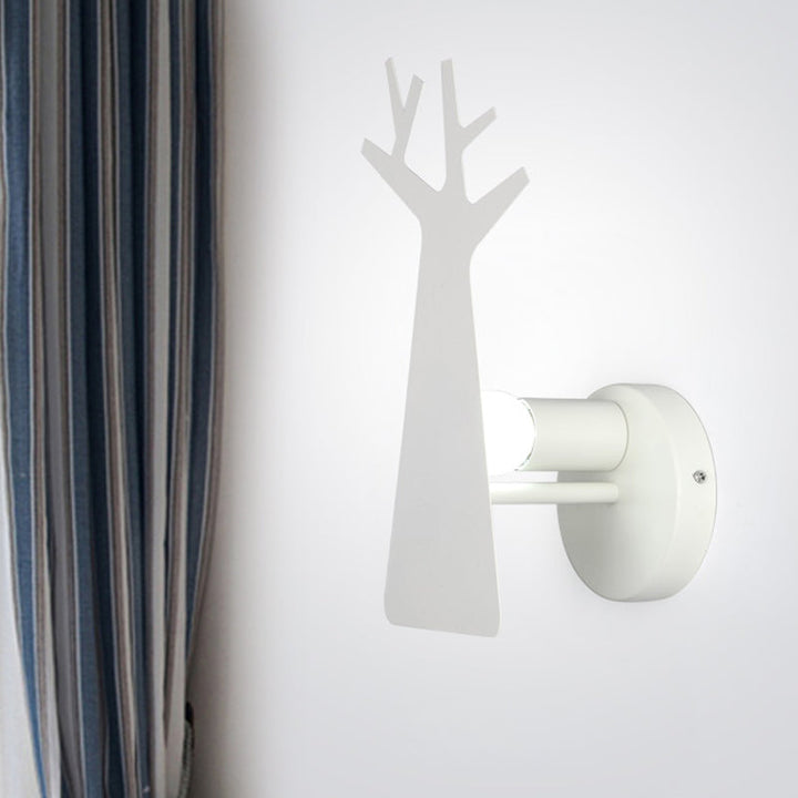 Skørter | Nordic Tree Silhouette Iron Wall Lamp 1 Main as Lighting Fixture in Green/White/Grey for Bedroom