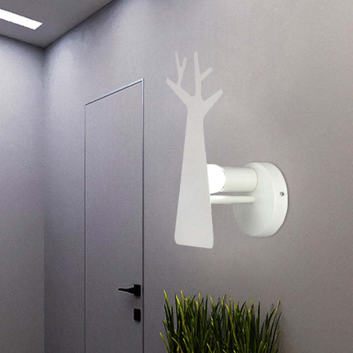 Skørter | Nordic Tree Silhouette Iron Wall Lamp 1 Main as Lighting Fixture in Green/White/Grey for Bedroom
