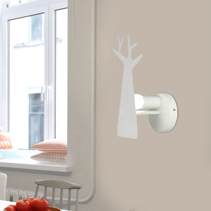 Skørter | Nordic Tree Silhouette Iron Wall Lamp 1 Main as Lighting Fixture in Green/White/Grey for Bedroom