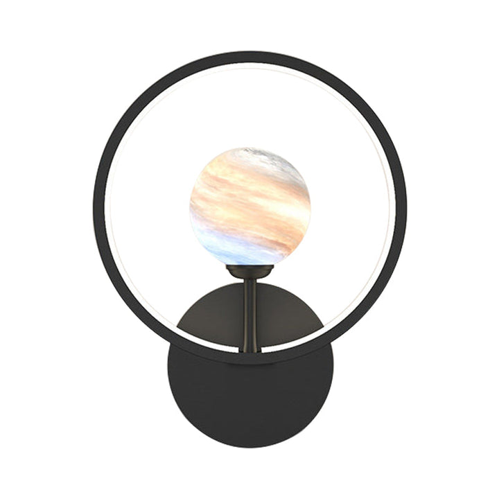 Skørter | Gradient Glass Globe Wall Lighting Ideas Modern LED Wall Lamp Fixture with Ring Protection in Black/Pink/White