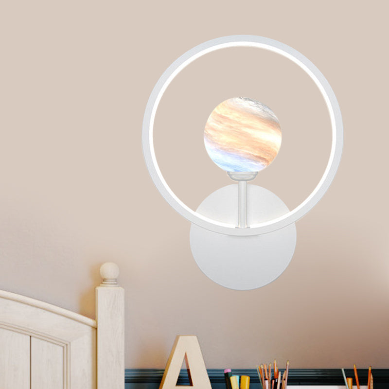 Skørter | Gradient Glass Globe Wall Lighting Ideas Modern LED Wall Lamp Fixture with Ring Protection in Black/Pink/White