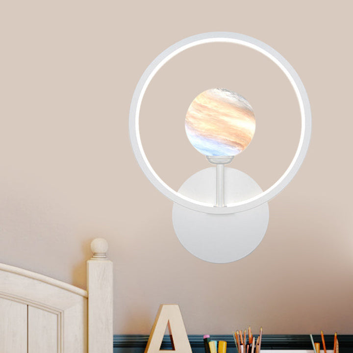 Skørter | Gradient Glass Globe Wall Lighting Ideas Modern LED Wall Lamp Fixture with Ring Protection in Black/Pink/White