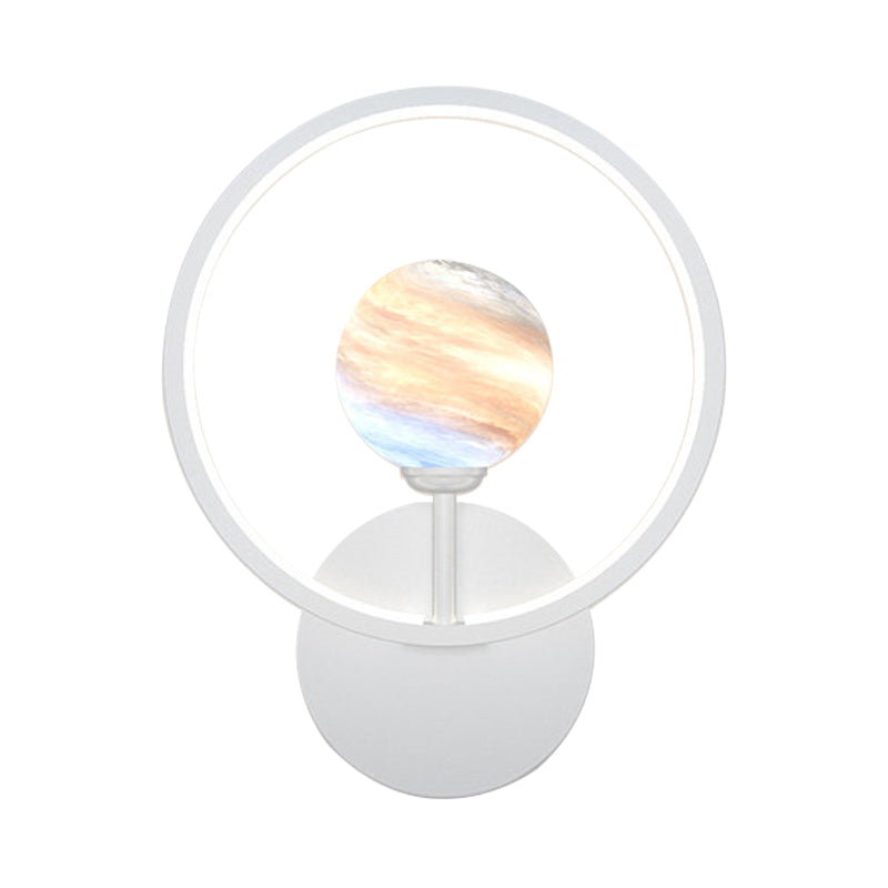 Skørter | Gradient Glass Globe Wall Lighting Ideas Modern LED Wall Lamp Fixture with Ring Protection in Black/Pink/White