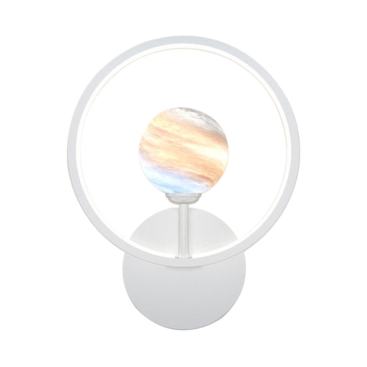 Skørter | Gradient Glass Globe Wall Lighting Ideas Modern LED Wall Lamp Fixture with Ring Protection in Black/Pink/White