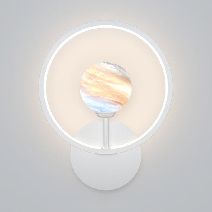 Skørter | Gradient Glass Globe Wall Lighting Ideas Modern LED Wall Lamp Fixture with Ring Protection in Black/Pink/White