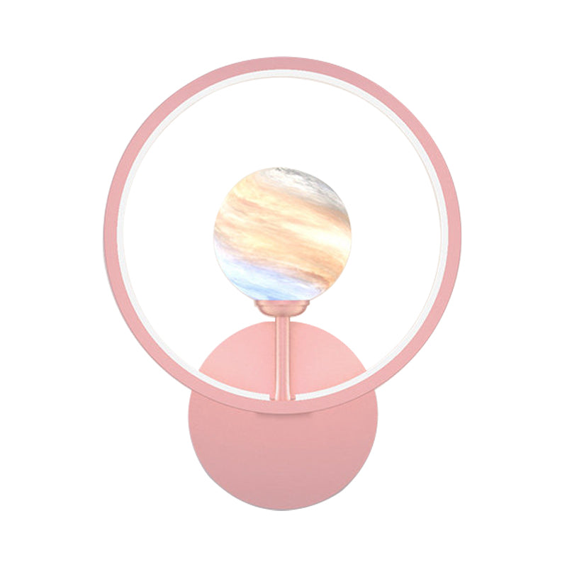 Skørter | Gradient Glass Globe Wall Lighting Ideas Modern LED Wall Lamp Fixture with Ring Protection in Black/Pink/White