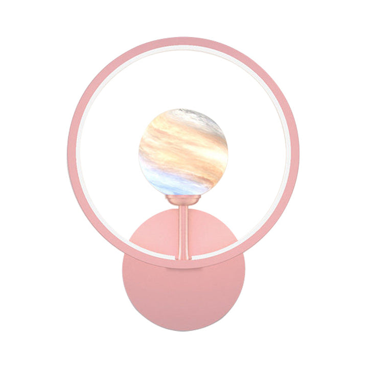 Skørter | Gradient Glass Globe Wall Lighting Ideas Modern LED Wall Lamp Fixture with Ring Protection in Black/Pink/White
