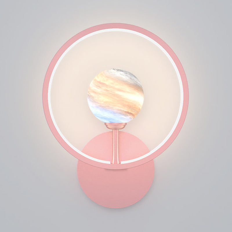 Skørter | Gradient Glass Globe Wall Lighting Ideas Modern LED Wall Lamp Fixture with Ring Protection in Black/Pink/White