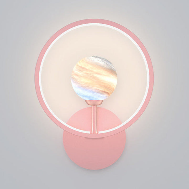 Skørter | Gradient Glass Globe Wall Lighting Ideas Modern LED Wall Lamp Fixture with Ring Protection in Black/Pink/White