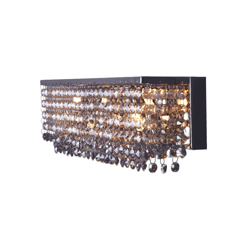 Lisslune | Octagonal Crystal Chrome Wall Light Rectangular 3/4 Bulbs Contemporary Wall Lighting Fixture