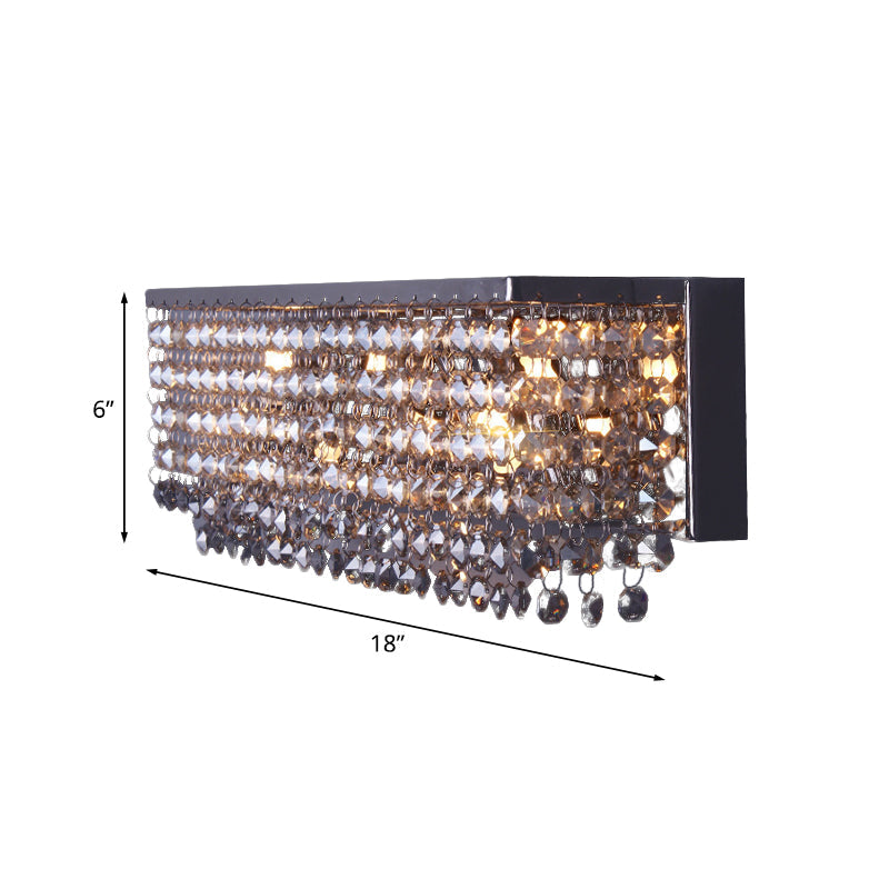 Lisslune | Octagonal Crystal Chrome Wall Light Rectangular 3/4 Bulbs Contemporary Wall Lighting Fixture