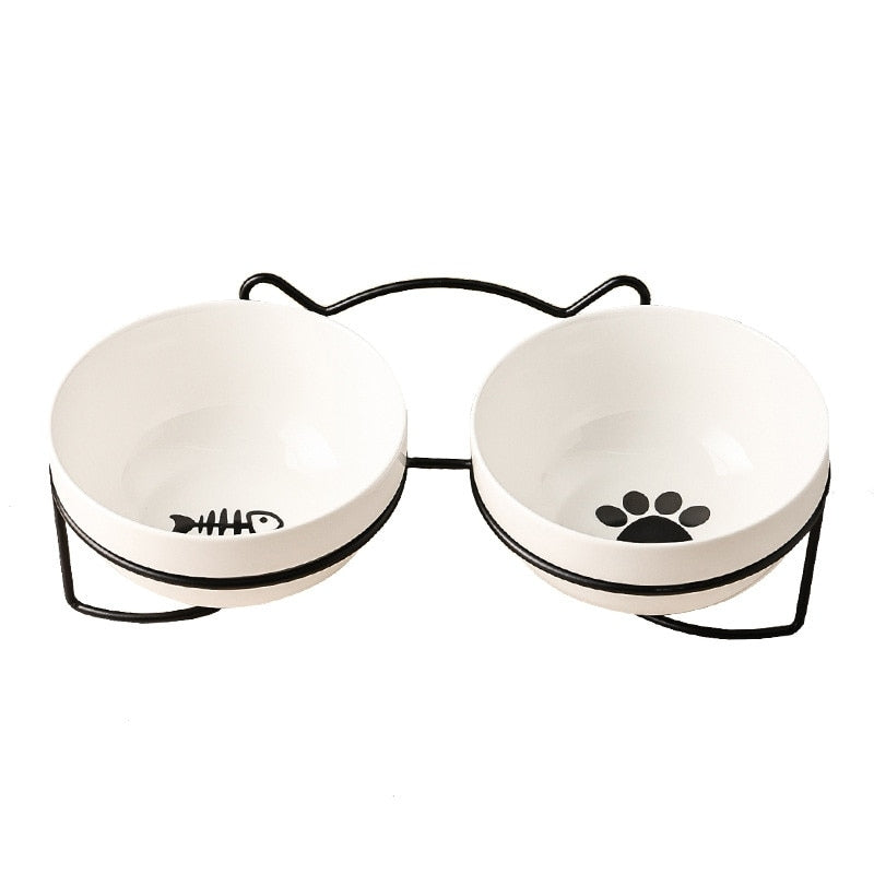Lisslune | Low-threshold ceramic cat food bowl with stand