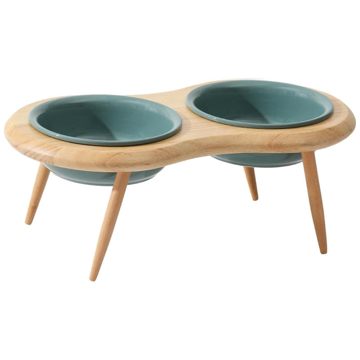 Lisslune | Misha Ceramic Elevated Cat Bowl with Wooden Stand