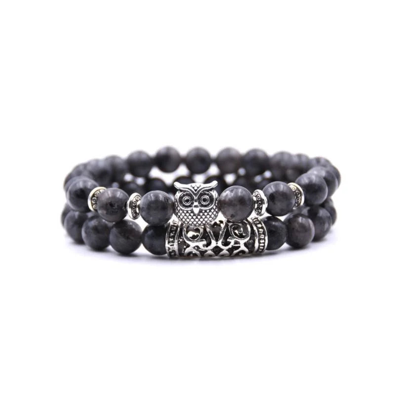 Lisslune | Owl Charm Natural Stone Bracelet