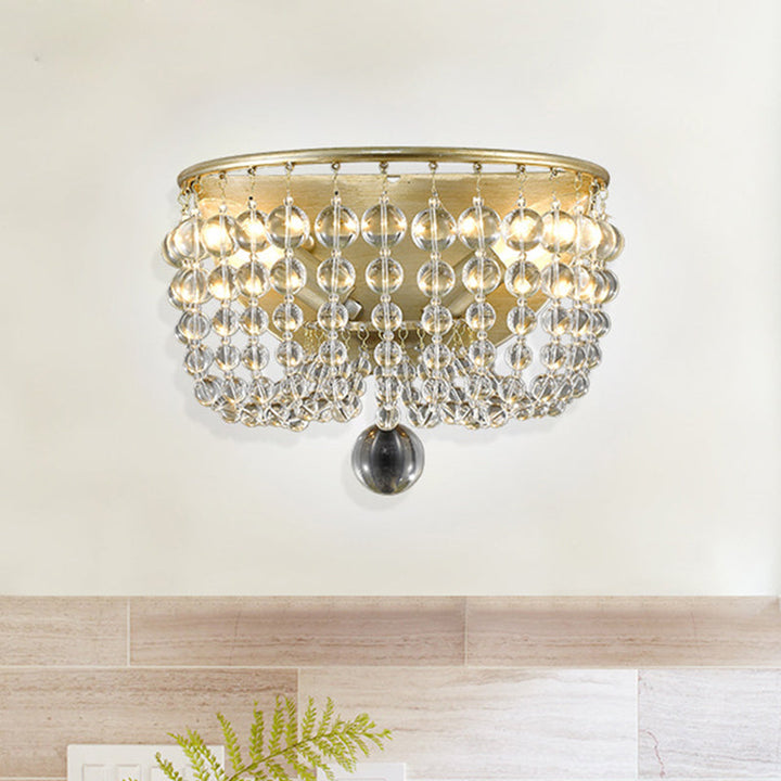 Skørter | 2-Lamp Wall Mount Lamp Country Beaded Crystal Ball Wall Light Lighting in Gold for Living Room