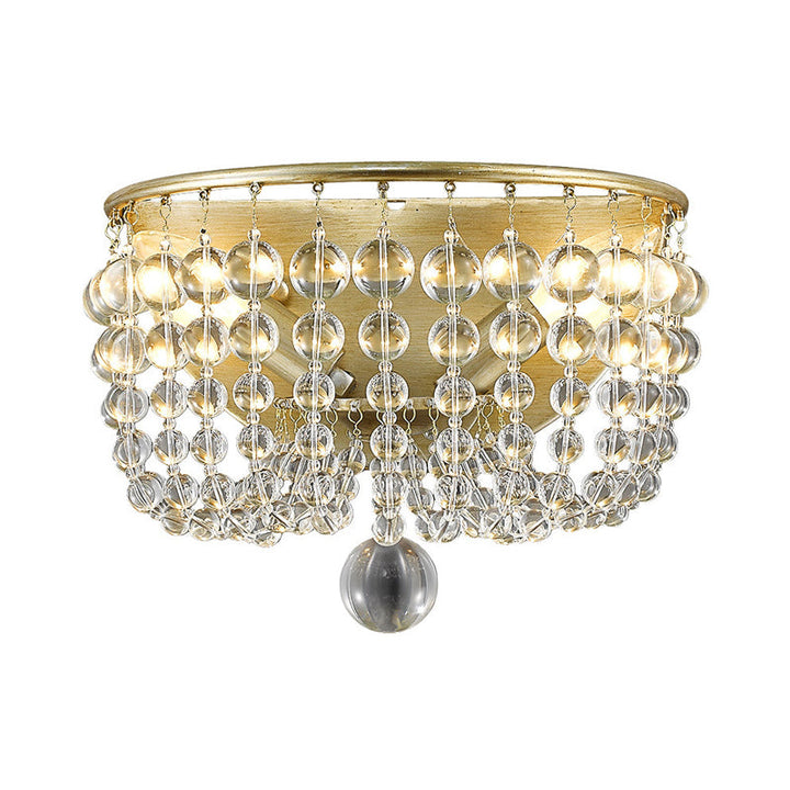 Skørter | 2-Lamp Wall Mount Lamp Country Beaded Crystal Ball Wall Light Lighting in Gold for Living Room