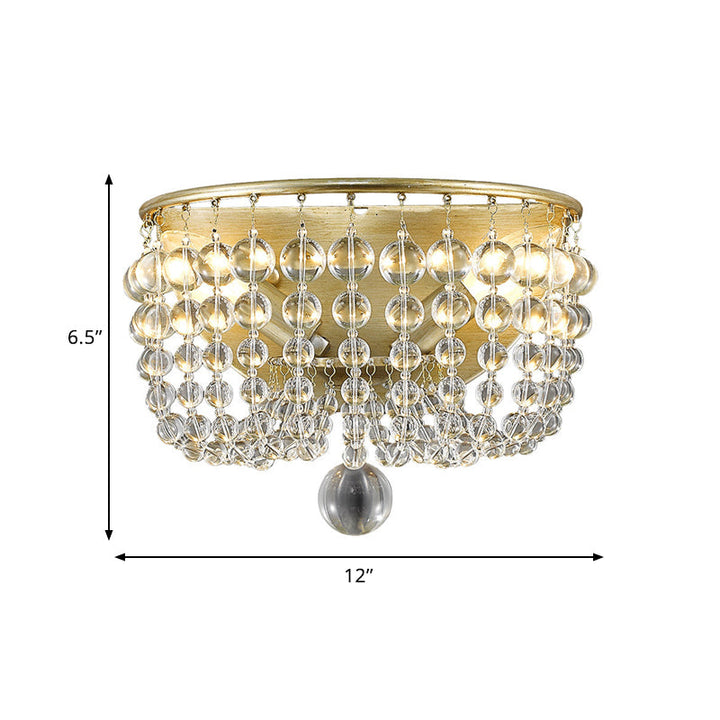 Skørter | 2-Lamp Wall Mount Lamp Country Beaded Crystal Ball Wall Light Lighting in Gold for Living Room