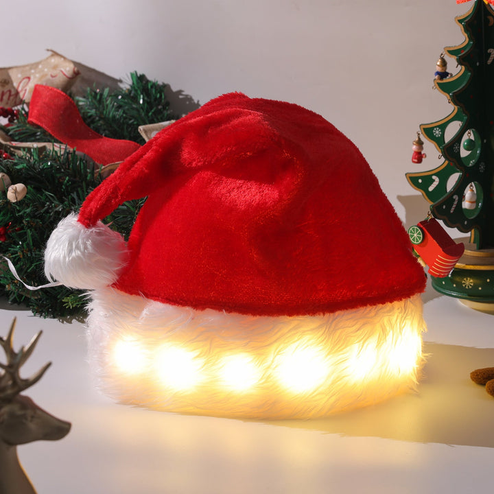 Lisslune | Illuminated Christmas Hat with LED Lights – Soft Plush Santa Hat with Color Lights
