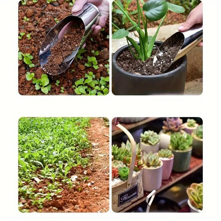 Lisslune | Stainless Steel Scoop for Potting Soil – Robust Planting Scoop for Garden and Balcony