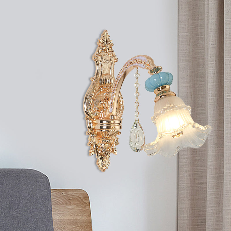 Skørter | 1/2-head hanging flower wall light Retro Gold Opal Matt glass wall-mounted device