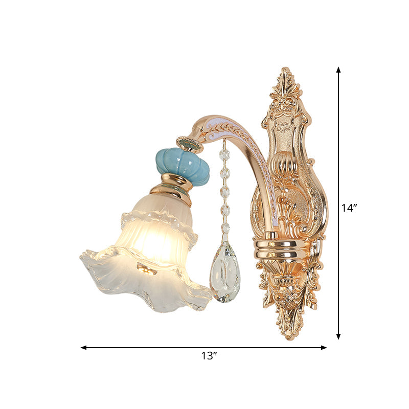 Skørter | 1/2-head hanging flower wall light Retro Gold Opal Matt glass wall-mounted device