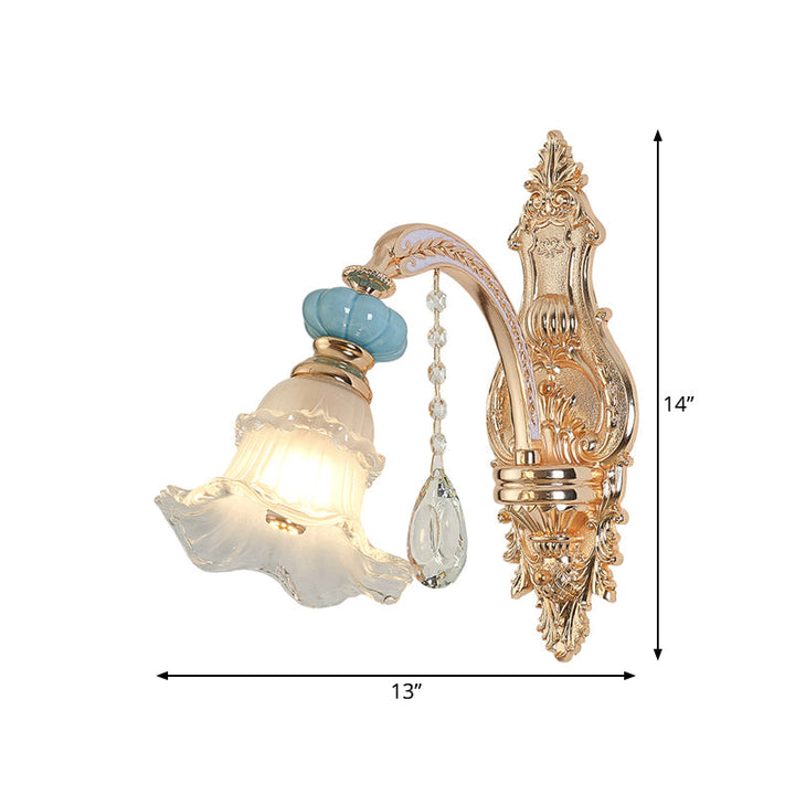 Skørter | 1/2-head hanging flower wall light Retro Gold Opal Matt glass wall-mounted device