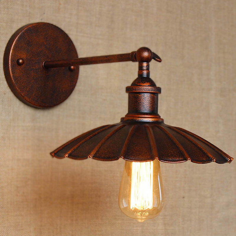 Skørter | Vintage Stylish Golf Wall Lamp 1 Lamp Metal Rotatable Wall Mount Light in Dark Rust/White