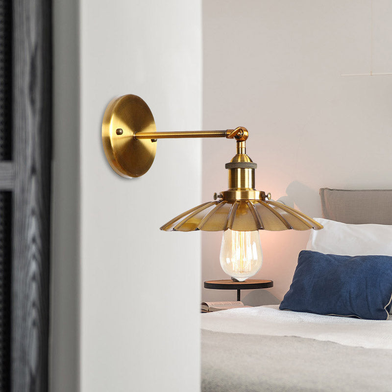 Skørter | Vintage Stylish Golf Wall Lamp 1 Lamp Metal Rotatable Wall Mount Light in Dark Rust/White
