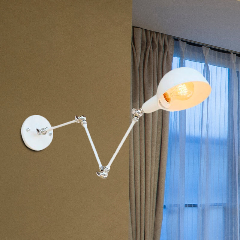 Lisslune | 1 Bulb Wall Lamp Retro Style Swivel Arm Metal Mini Wall Light in White for the Home Office